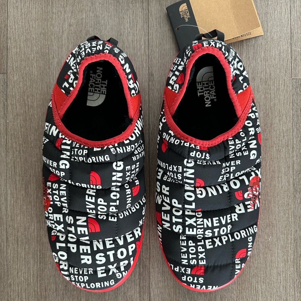 The North Face Black and Red Thermoball mules